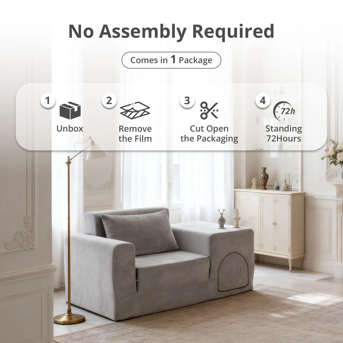5-In-1 No Assembly Sofa Bed With Ottoman Pet Friendly