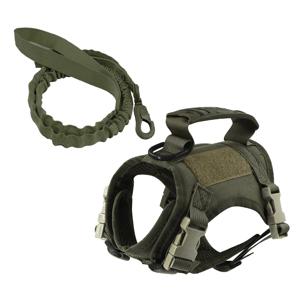 PETRAVEL Tactical Puppy Harness Leash Set For Small Dogs Training