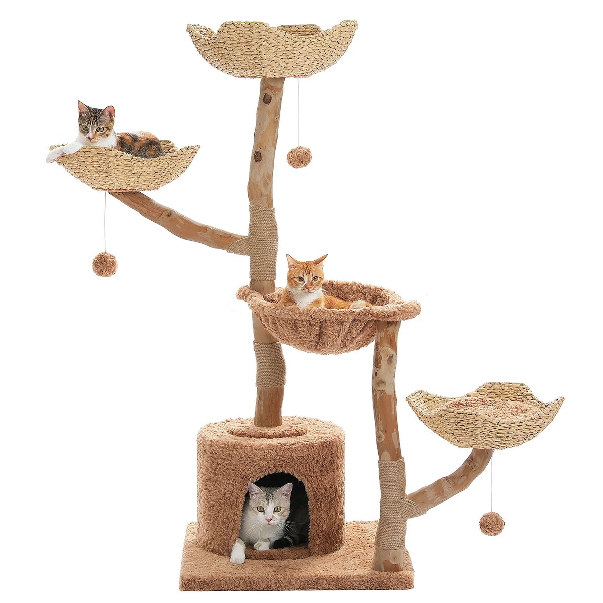 Multi-Level Cat Tree With Sisal Scratching Post And Basket Bed