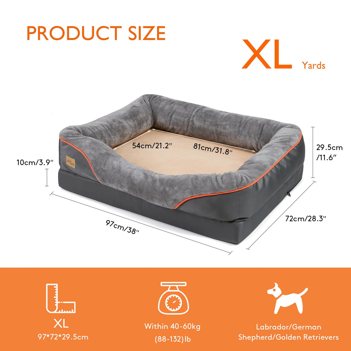 BINGOPAW Waterproof Washable Fleece Dog Bed With Removable Cover