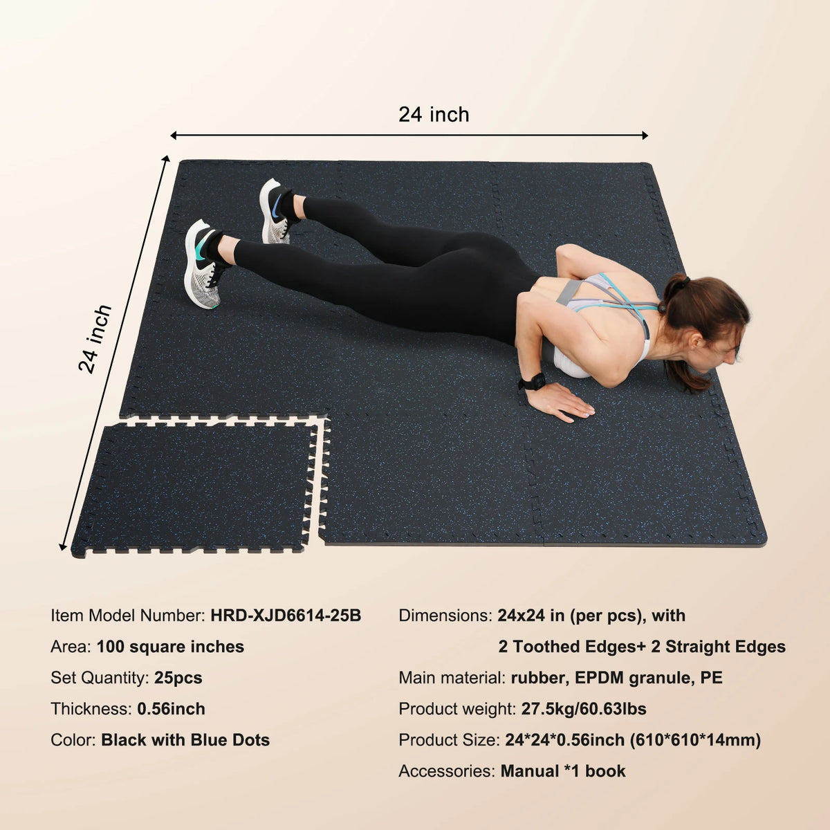 SucceBuy Interlocking Rubber Top EVA Foam Floor Mats for Gyms