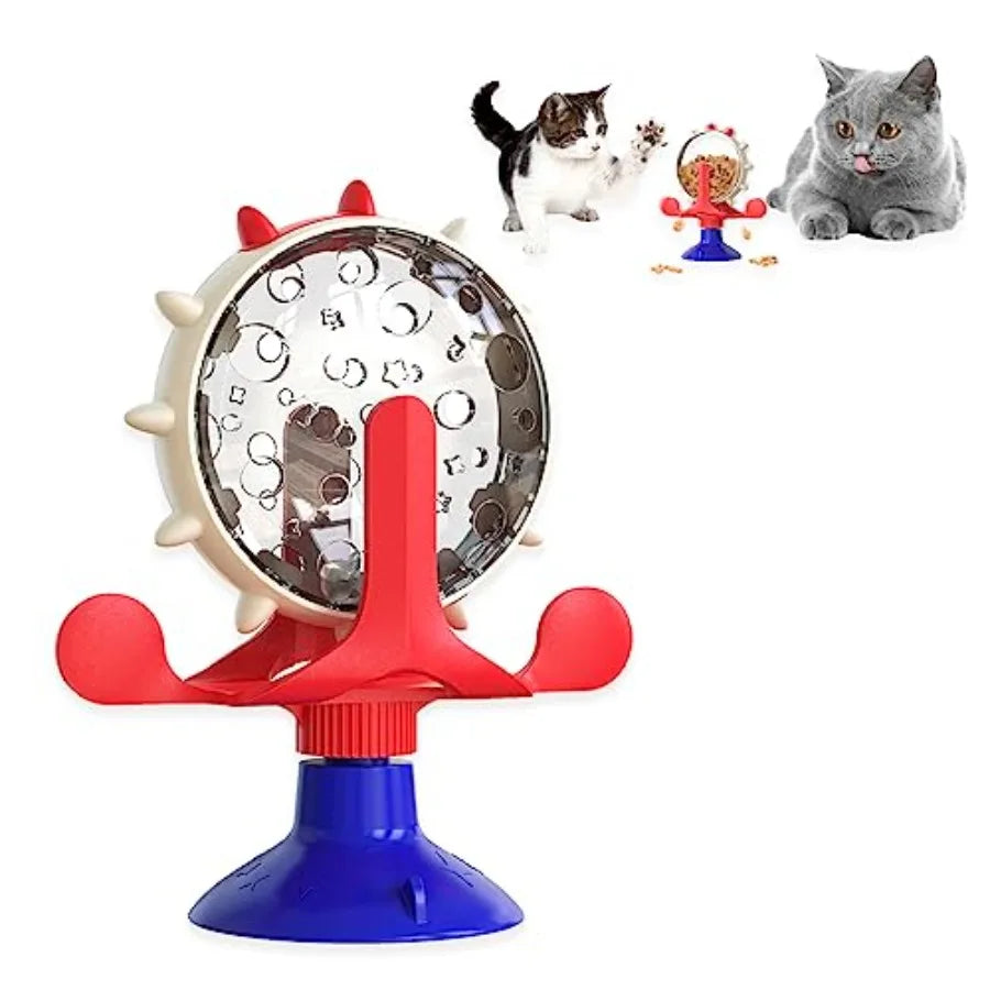 Interactive Cat And Dog Treat Dispenser Toy With Rotating Feeder
