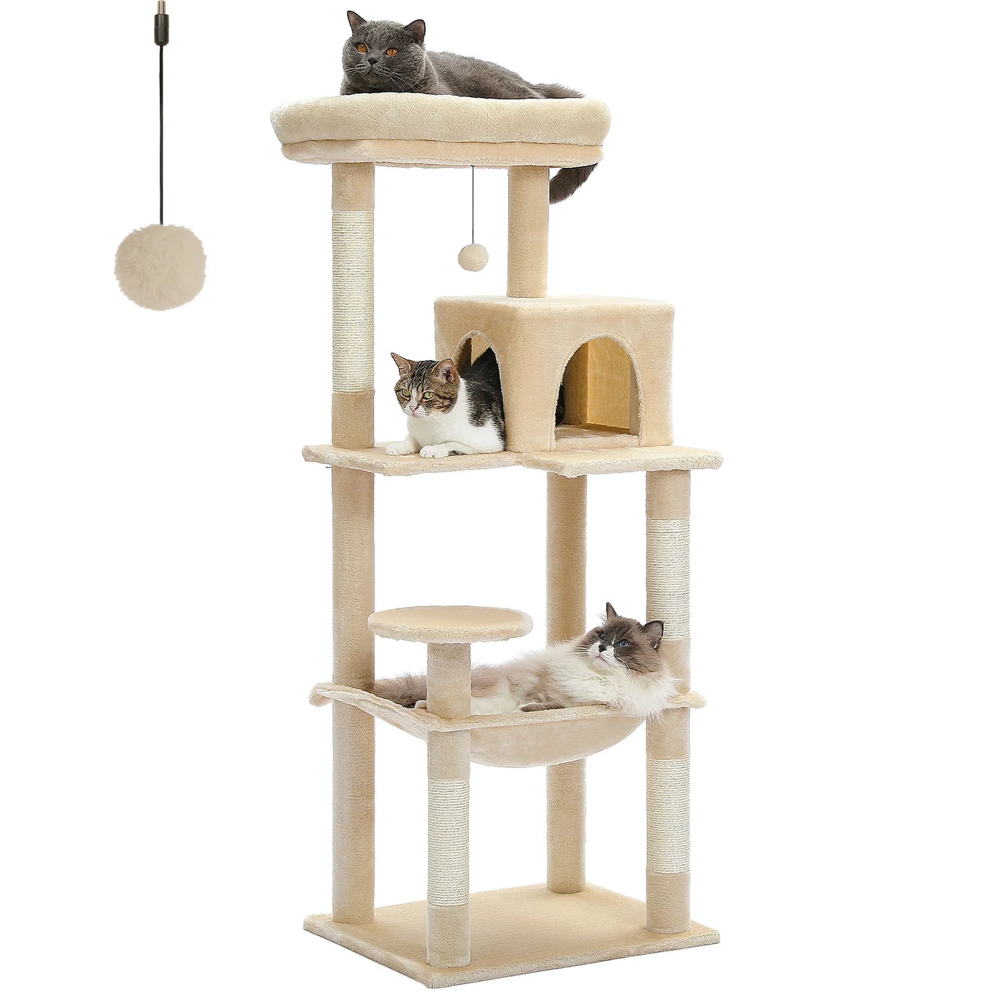 PAWZ Road Five Level Cat Tree For Indoor Cats With Hammock
