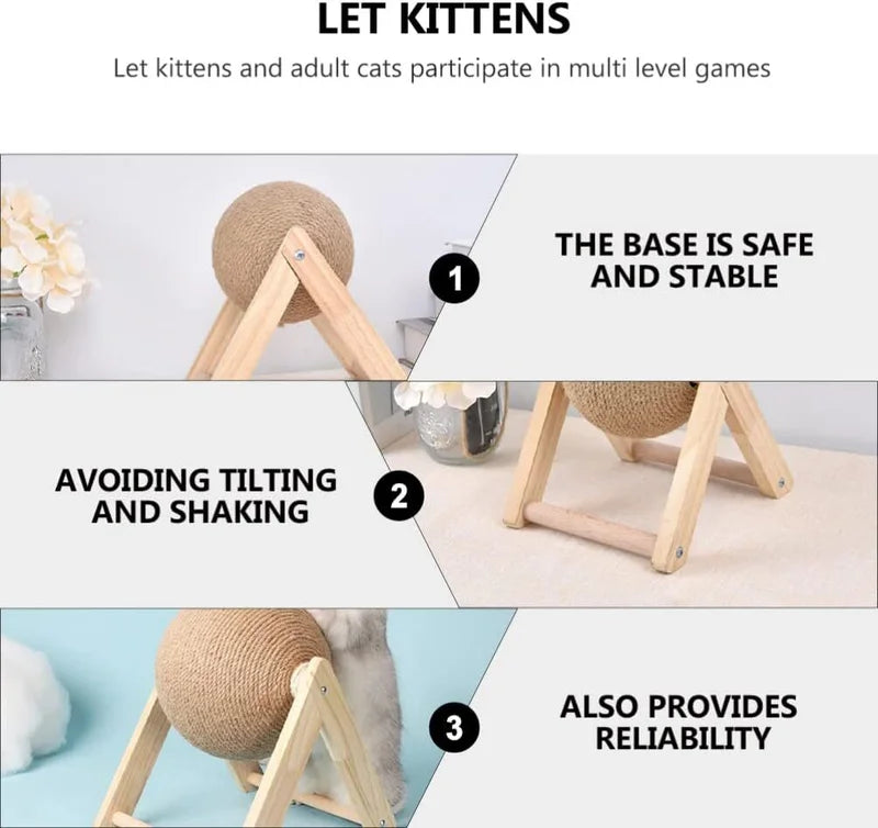 Interactive Sisal Scratching Ball Cat Toy For Claw Grinding