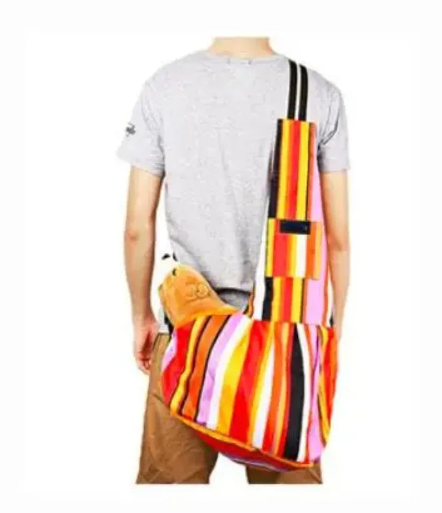 Striped Pet Sling Bag With Adjustable Shoulder Carrier For Pets