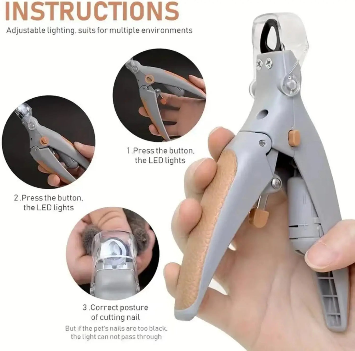 Pet Nail Clippers With LED Light For Dogs And Cats Professional Grooming