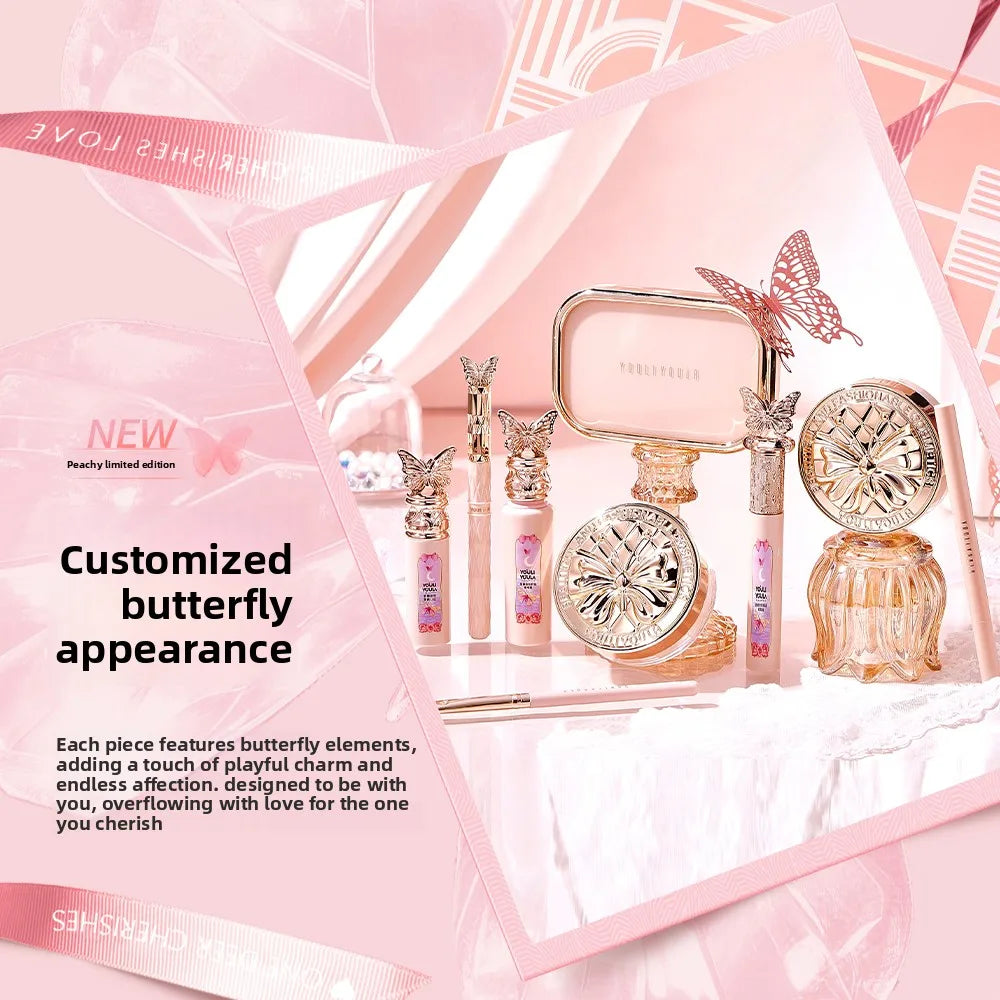 9Pcs Makeup Gift Set, Including Concealer, Air Cushion BB Cream, Lipstick, Eyeshadow Palette, Setting Powder, Eyeshadow Brushes, Mascara, Eyebrow Pencil & Eyeliner Liquid, Perfect Valentine's Day & Birthday Gift for Mom and F
