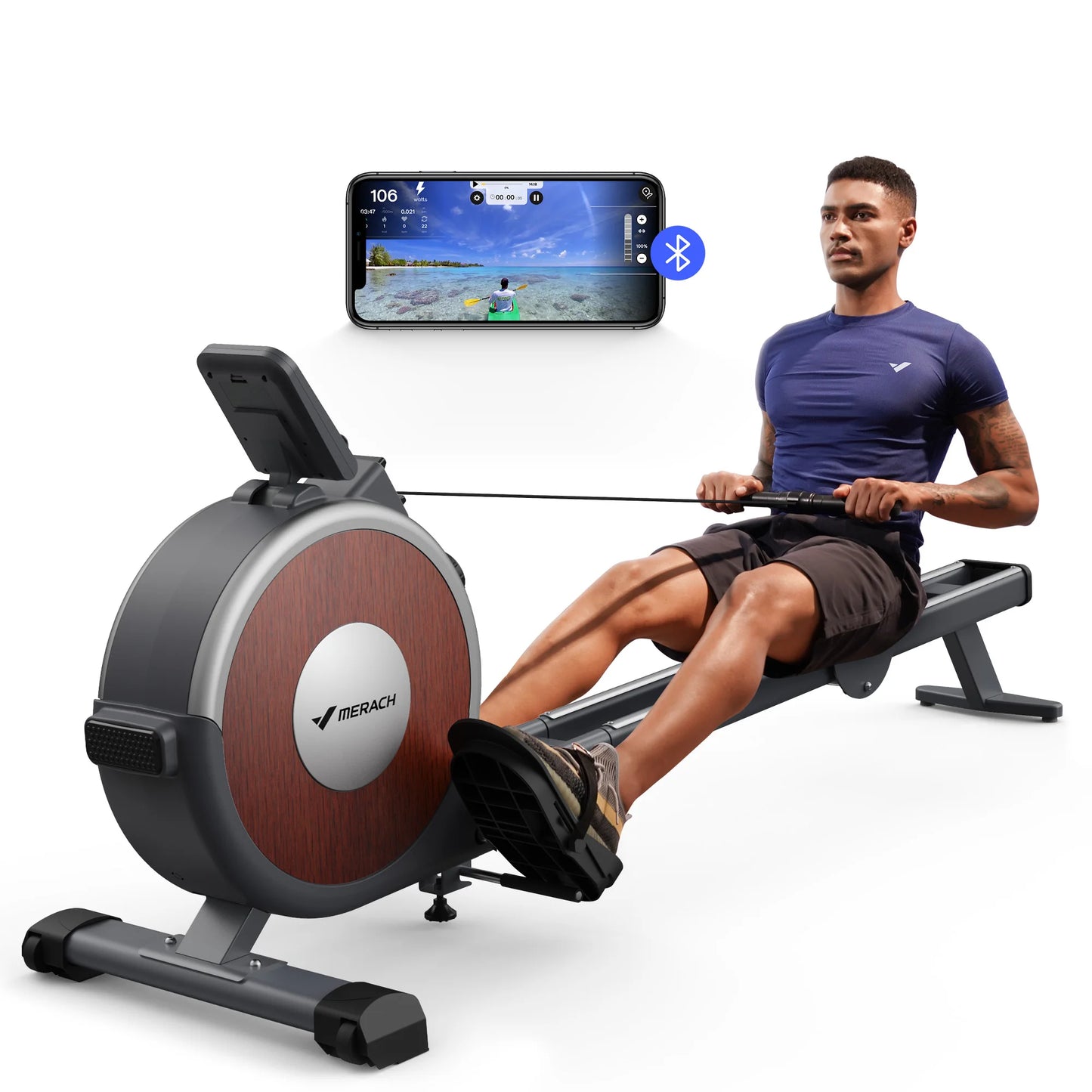MERACH Magnetic Rowing Machine with 16 Levels Quiet Resistance