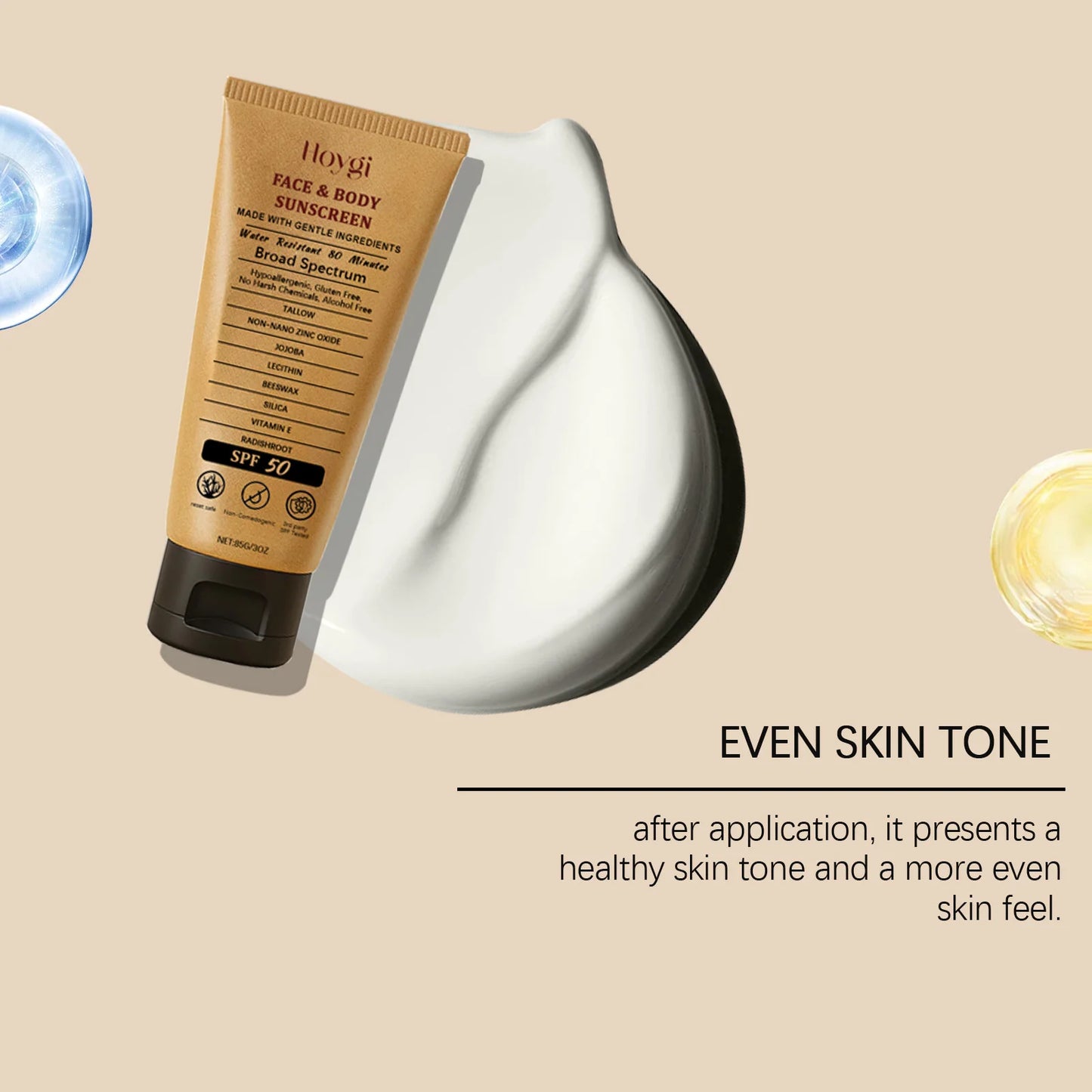 Hoygi SPF50 Beef Tallow Sunscreen Cream for Body and Face