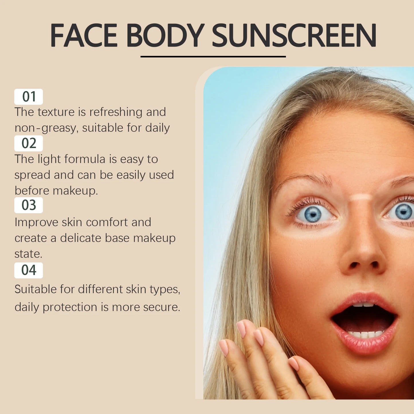 Hoygi SPF50 Beef Tallow Sunscreen Cream for Body and Face