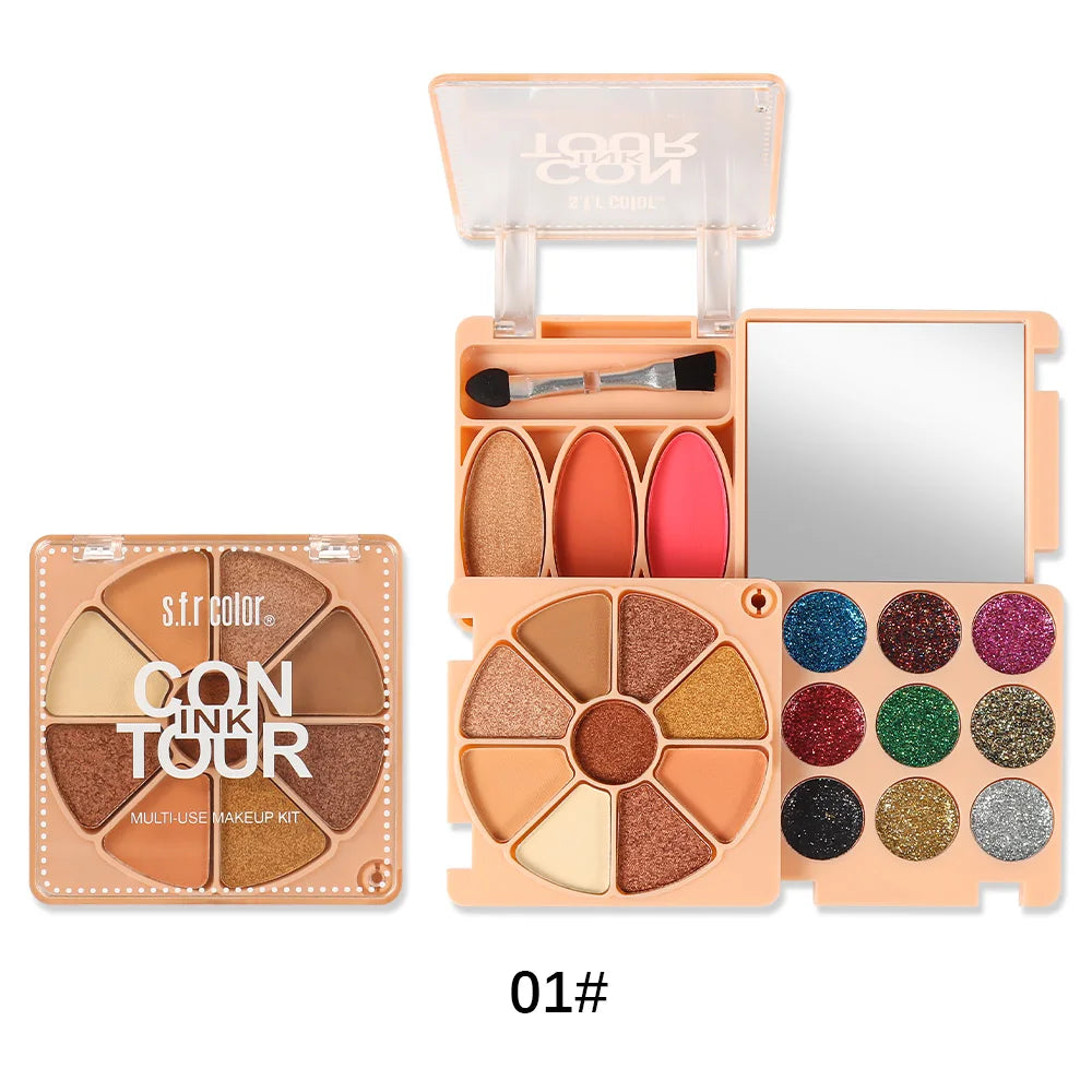 Portable Makeup Palette With Shimmer Matte Eyeshadow Blush And Highlighter