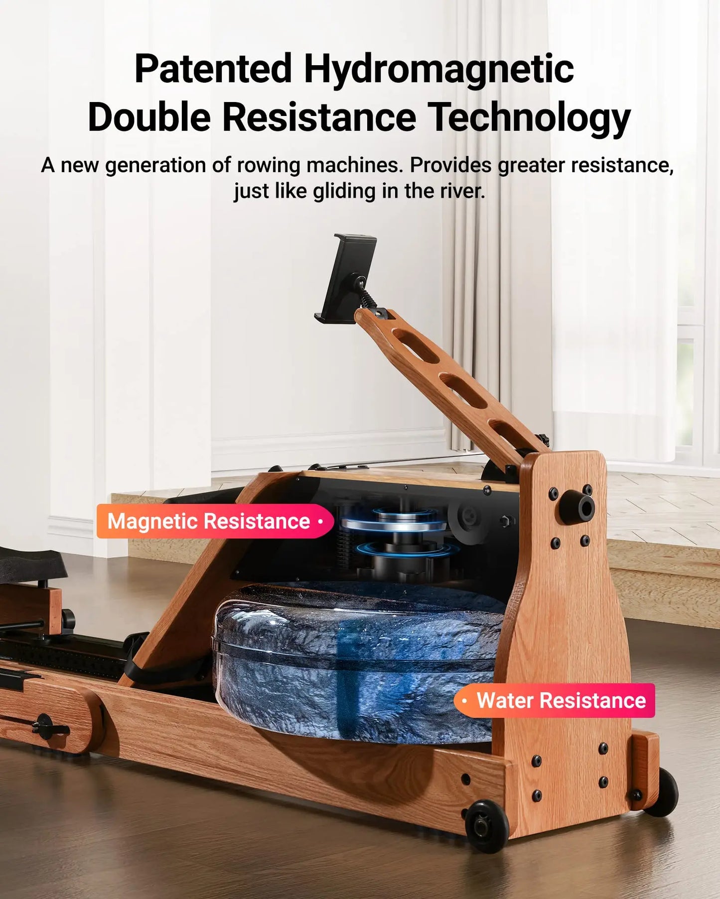 MERACH Foldable Wooden Rowing Machine With Go Technology