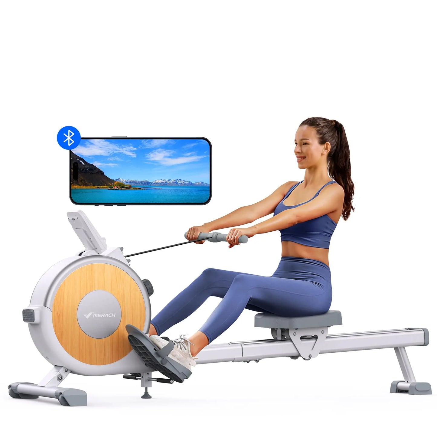 MERACH Magnetic Rowing Machine with 16 Levels Quiet Resistance