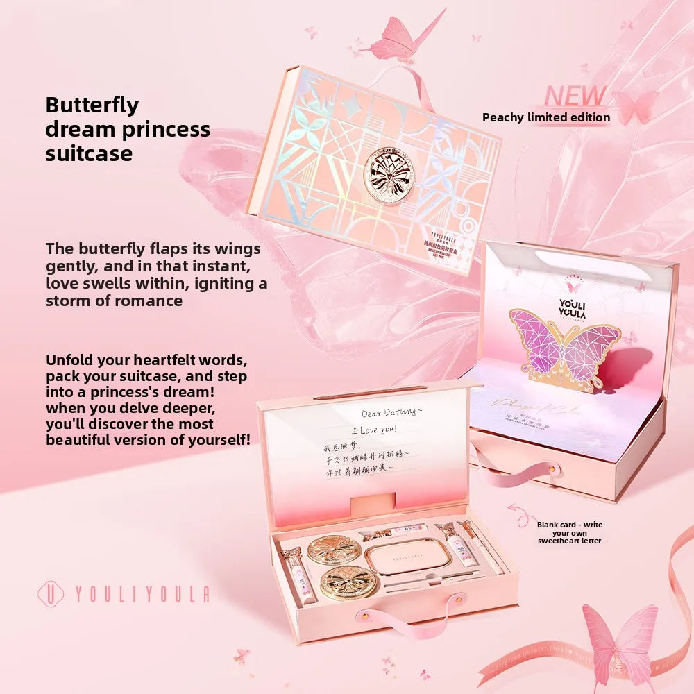 9Pcs Makeup Gift Set, Including Concealer, Air Cushion BB Cream, Lipstick, Eyeshadow Palette, Setting Powder, Eyeshadow Brushes, Mascara, Eyebrow Pencil & Eyeliner Liquid, Perfect Valentine's Day & Birthday Gift for Mom and F