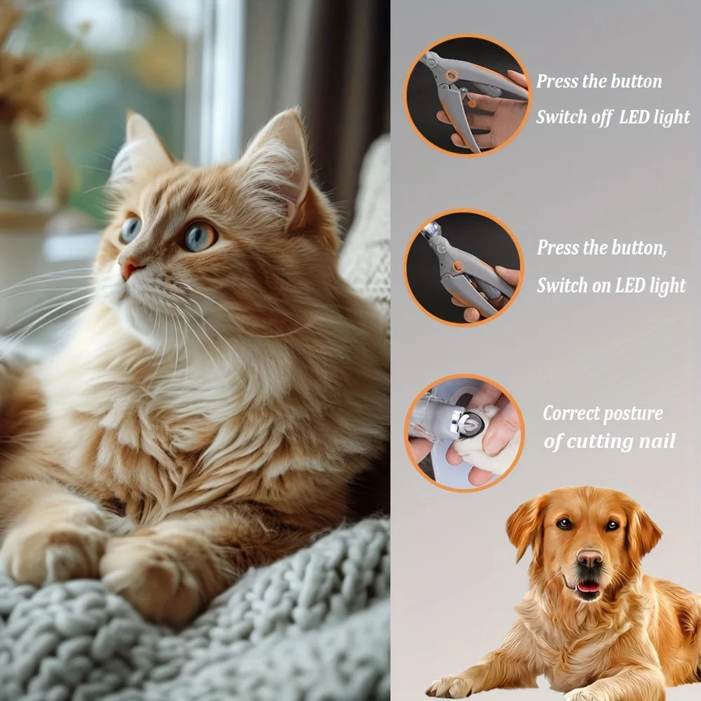 Pet Nail Clippers With LED Light For Dogs And Cats Professional Grooming