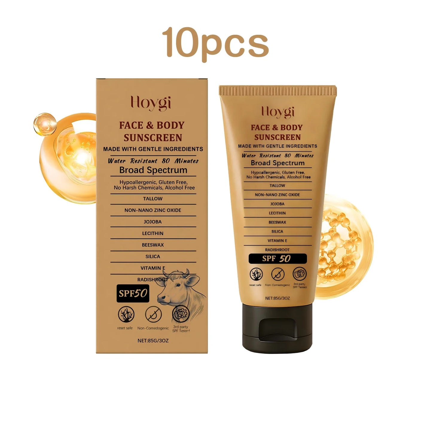 Hoygi SPF50 Beef Tallow Sunscreen Cream for Body and Face