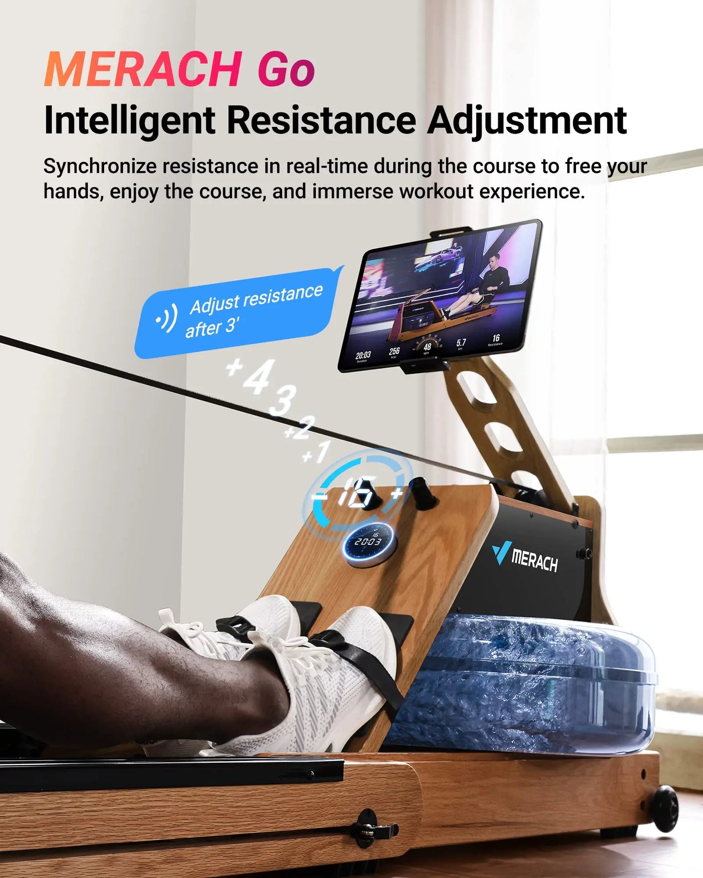 MERACH Foldable Wooden Rowing Machine With Go Technology