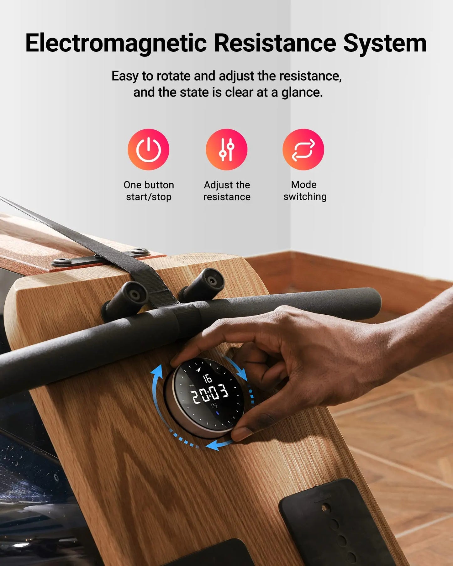 MERACH Foldable Wooden Rowing Machine With Go Technology