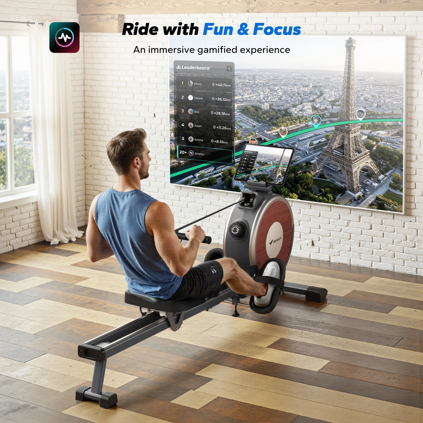 MERACH Magnetic Rowing Machine with 16 Levels Quiet Resistance