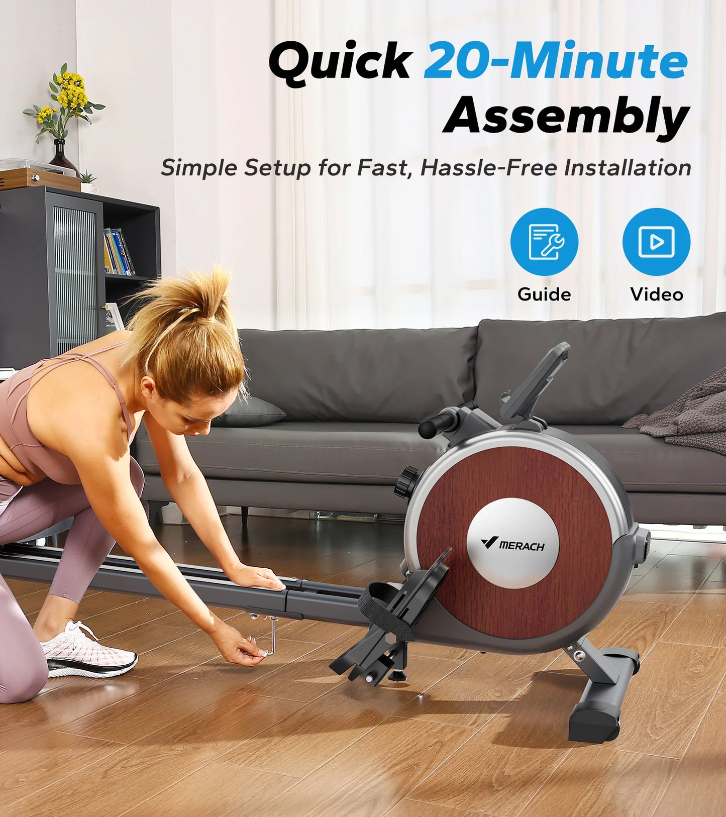 MERACH Magnetic Rowing Machine with 16 Levels Quiet Resistance