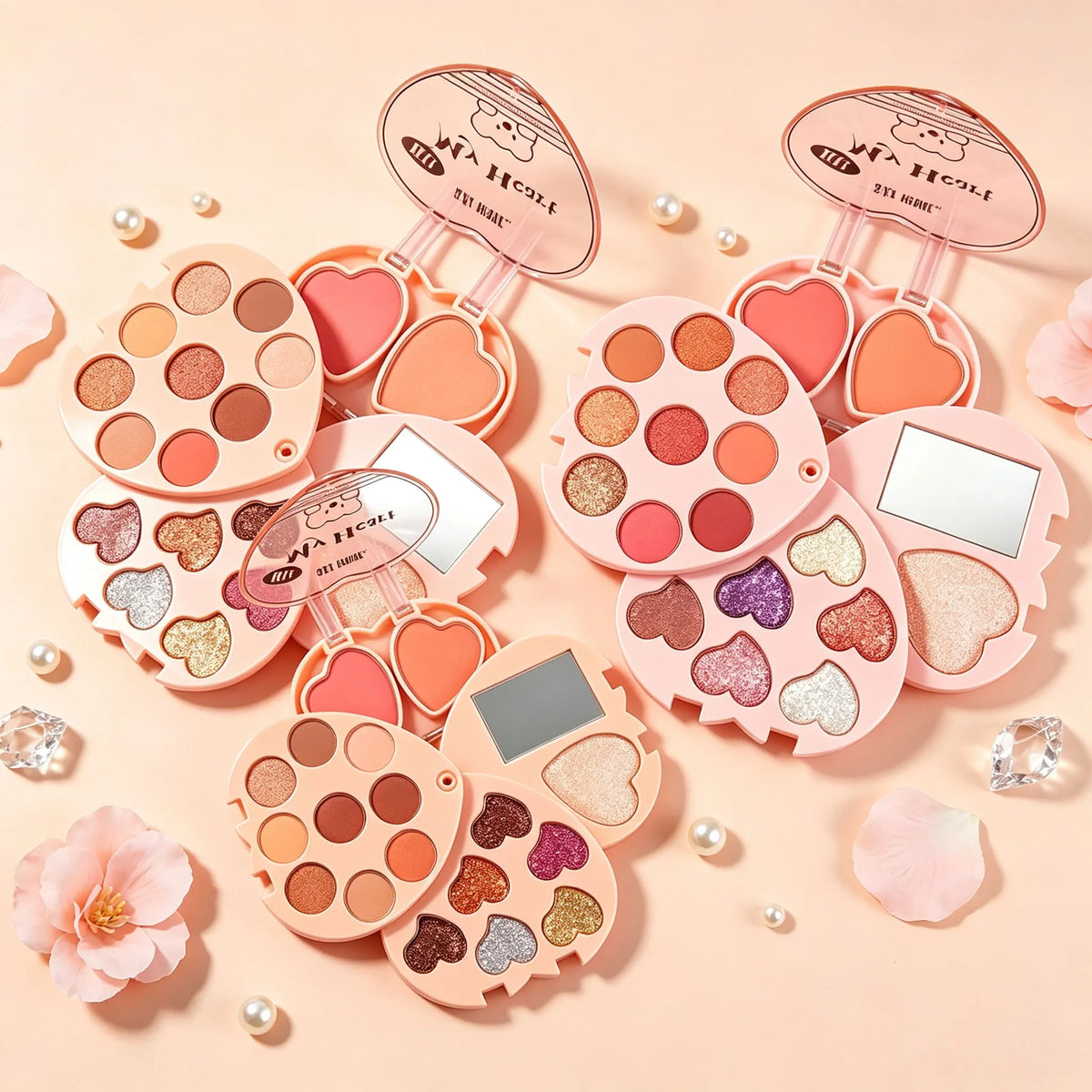 Heart Shaped Makeup Palette With Eyeshadow Blush And Highlighter