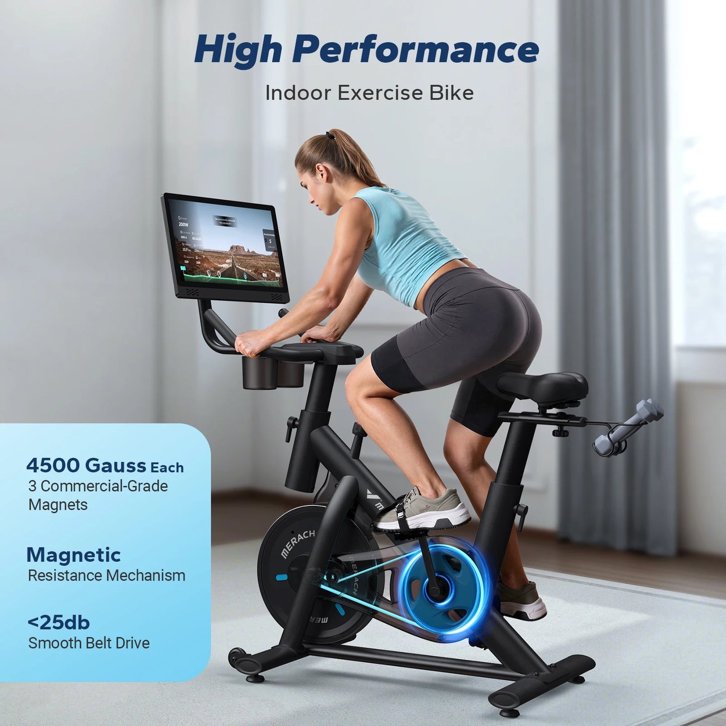 MERACH Exercise Bike Brake Pad With Exclusive App Low Noise