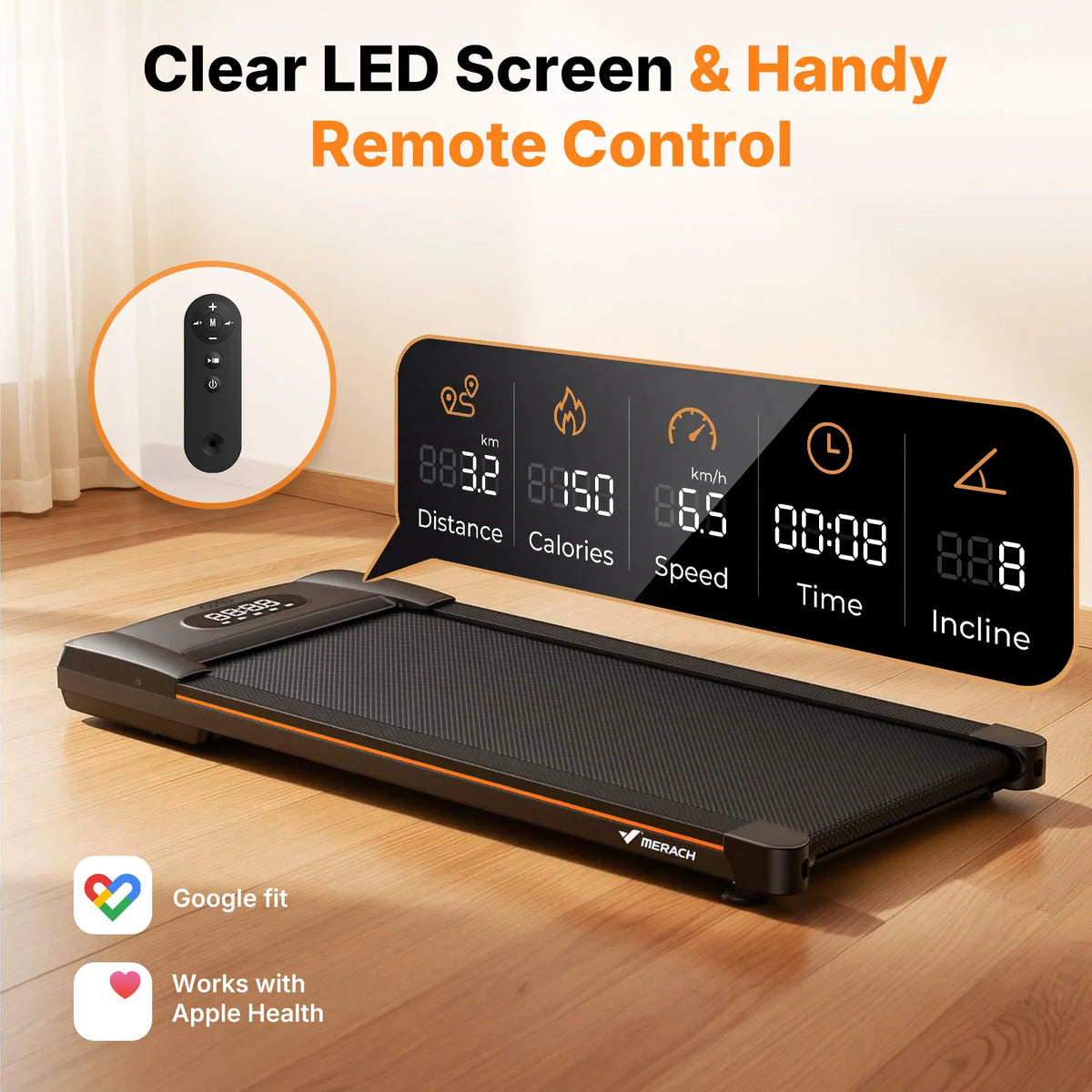 MERACH Walking Pad Treadmill 2in1 Low Noise Running Pad 330LBS Capacity LED Display Phone Holder Fitness Exercise Machine for Home Gym