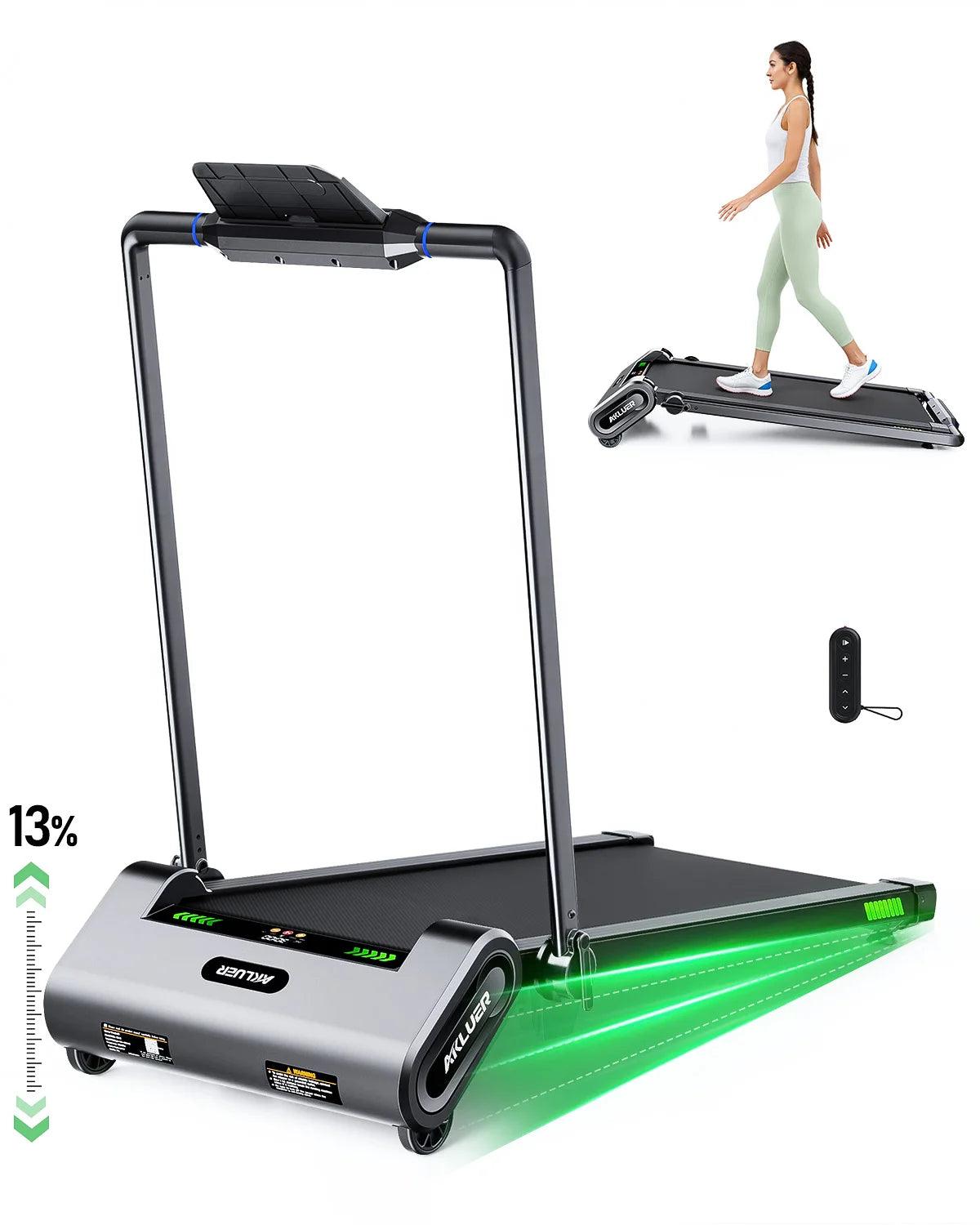 AKLUER Auto Incline Walking Pad UnderDesk Treadmill 2.5HP