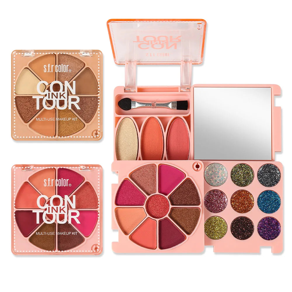 Portable Makeup Palette With Shimmer Matte Eyeshadow Blush And Highlighter