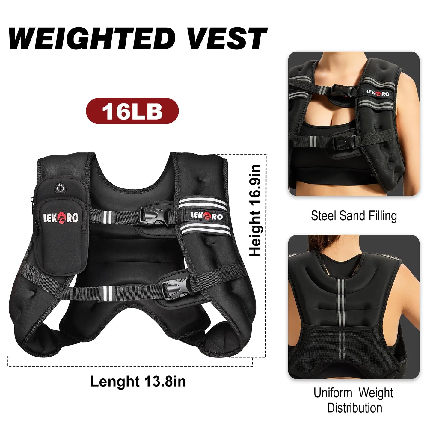 Weighted Vest For Men And Women With Reflective Strips For Running And Walking