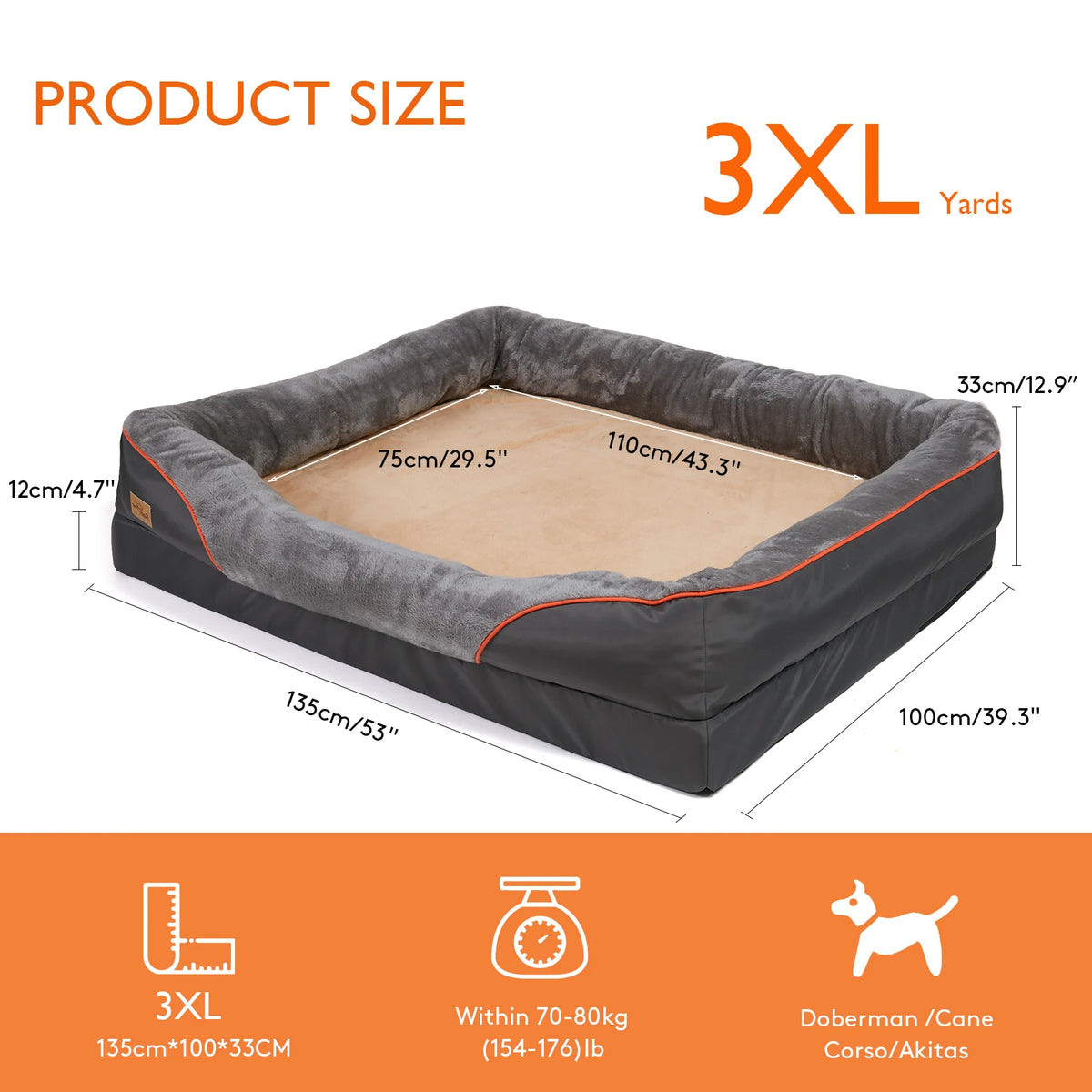 BINGOPAW Waterproof Washable Fleece Dog Bed With Removable Cover