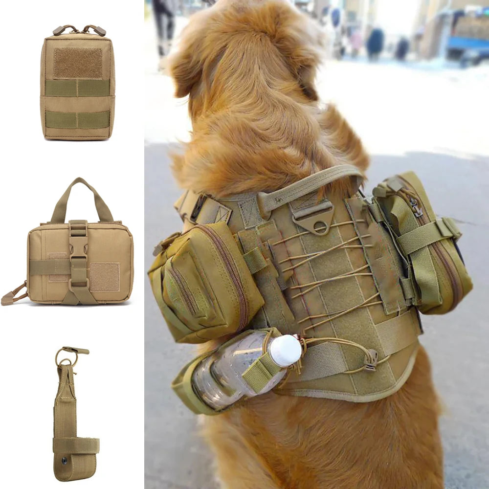 PETRAVEL Dog Tactical Bags Set MOLLE Pouches Harness