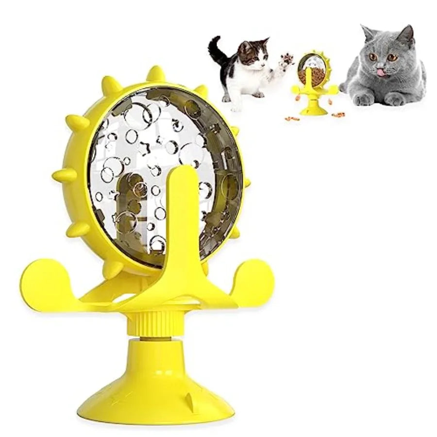 Interactive Cat And Dog Treat Dispenser Toy With Rotating Feeder