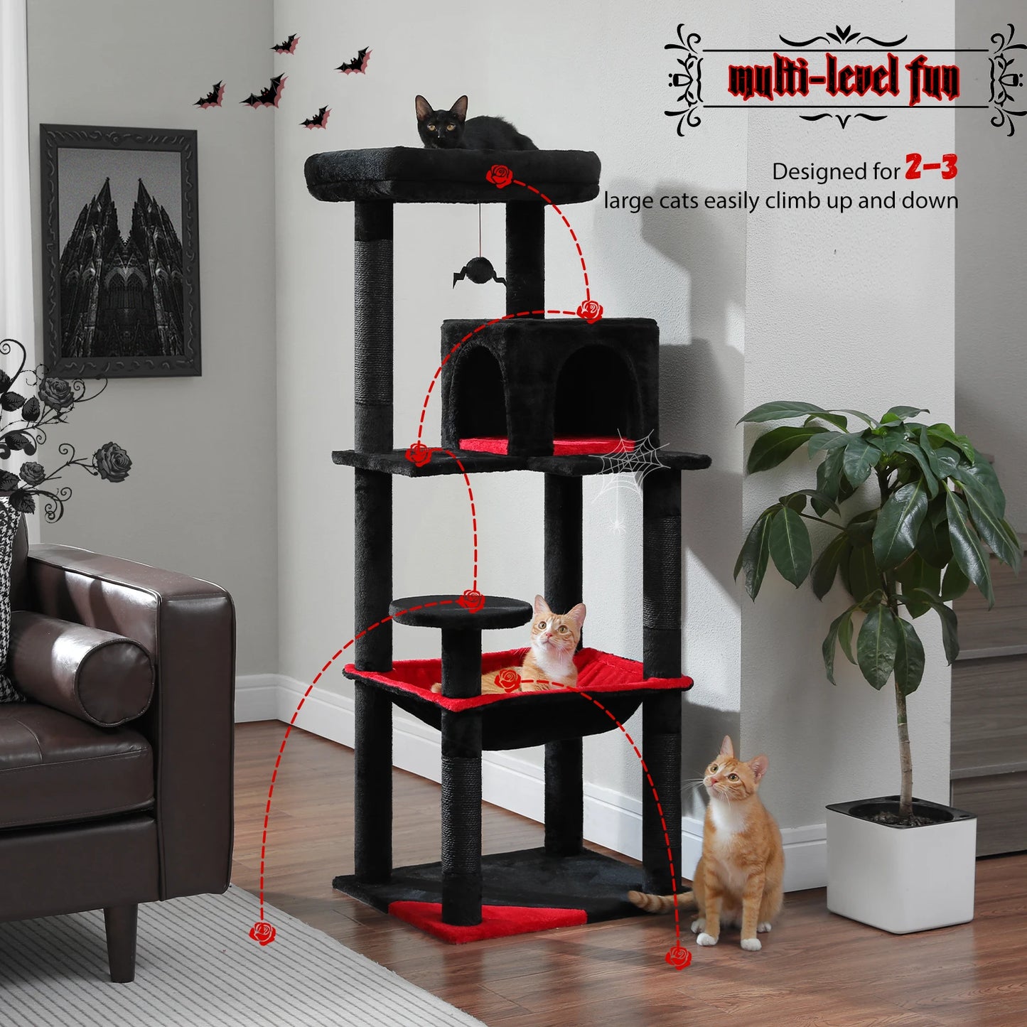 PAWZ Road Cat Tree Indoor 5 Level Tower For Large Cats Cozy Condo Perch