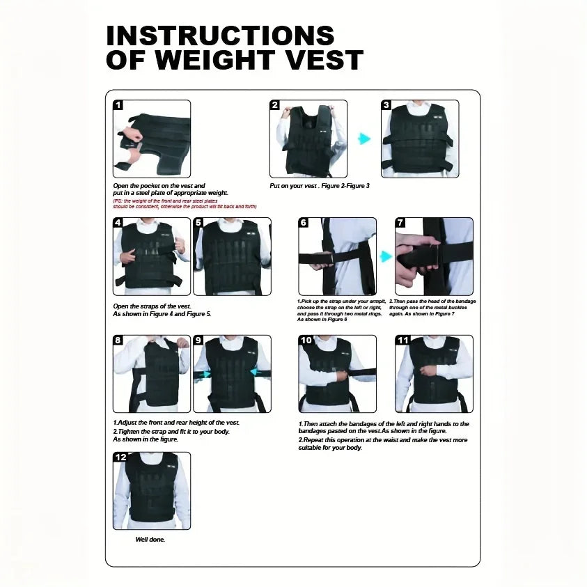Adjustable Weight Vest With Ankle And Wrist Weights For Training