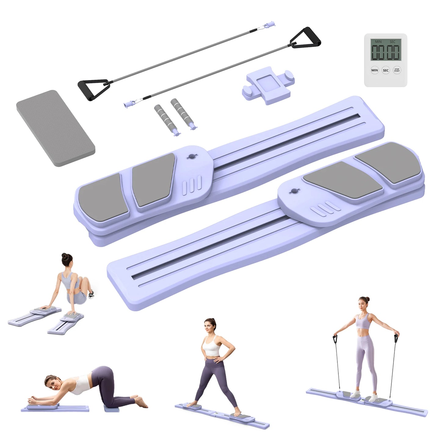 WSUEL Pilates Reformer Set 7 in 1 Home Workout System