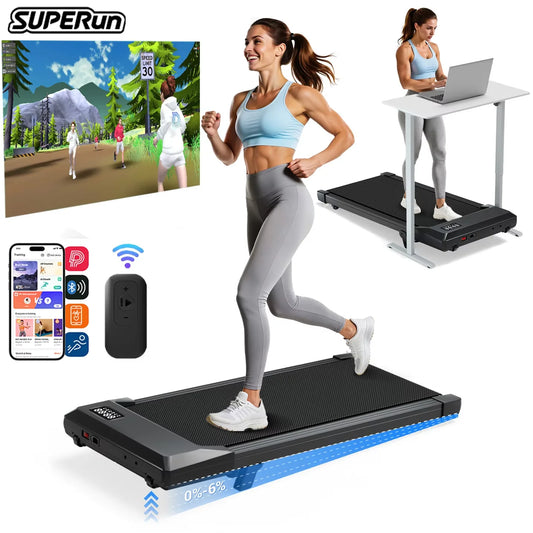 Superun Foldable Under Desk Walking Pad 2.5 HP Quiet Treadmill