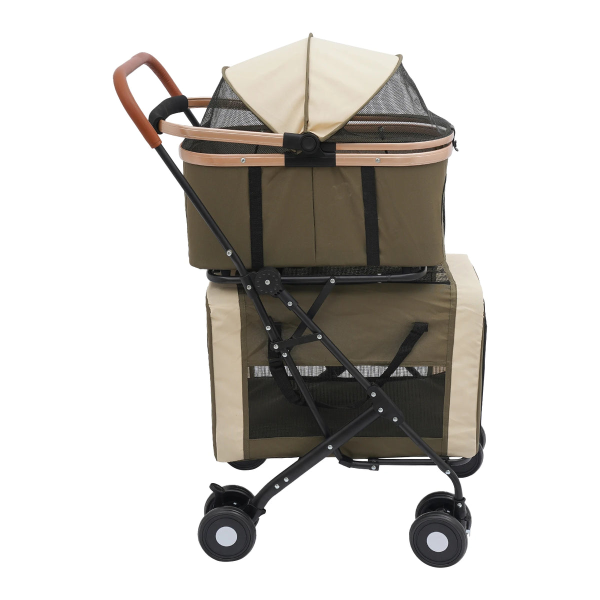 Bymaocar Foldable Pet Stroller With Two Tier Design Safety Locks
