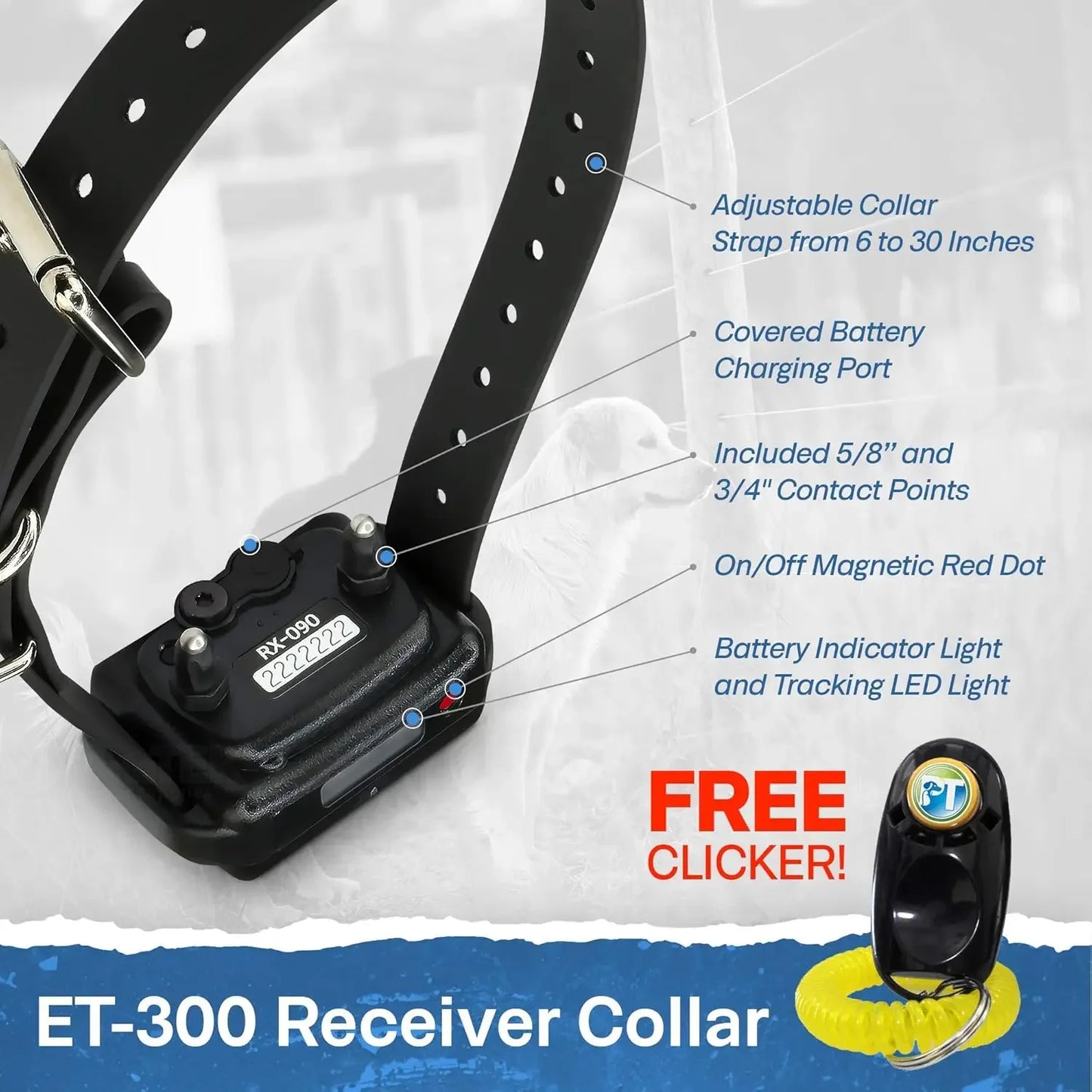 ET-300 Mini Dog Training E Collar With Remote Waterproof Half Mile 100 Levels