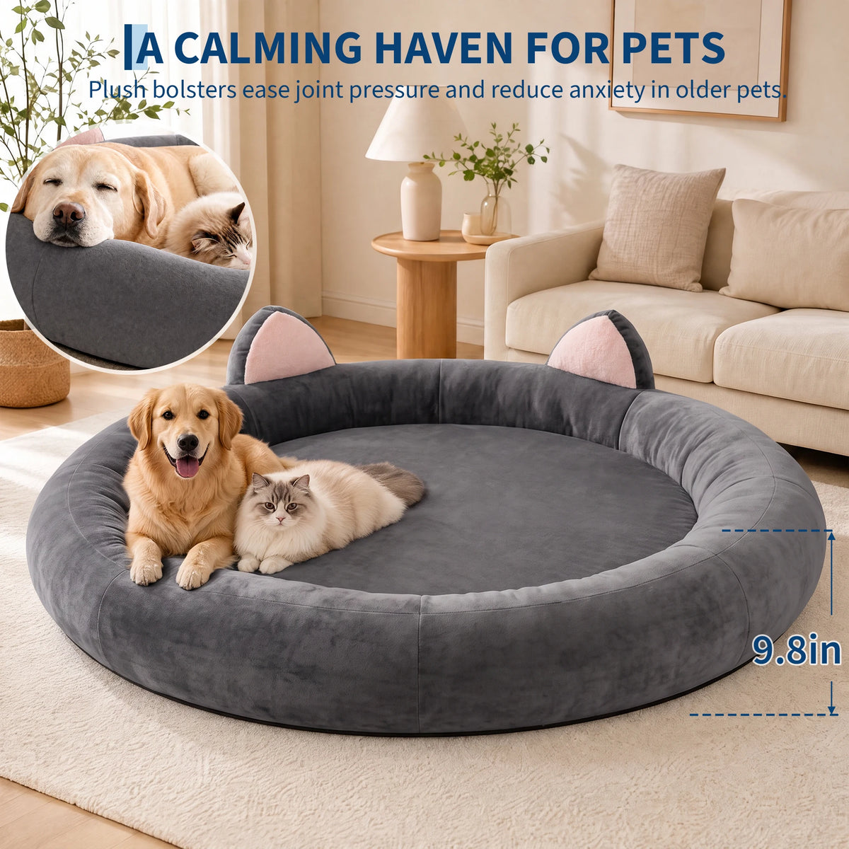 Orthopedic Memory Foam Dog Bed With Supportive Bolster Design