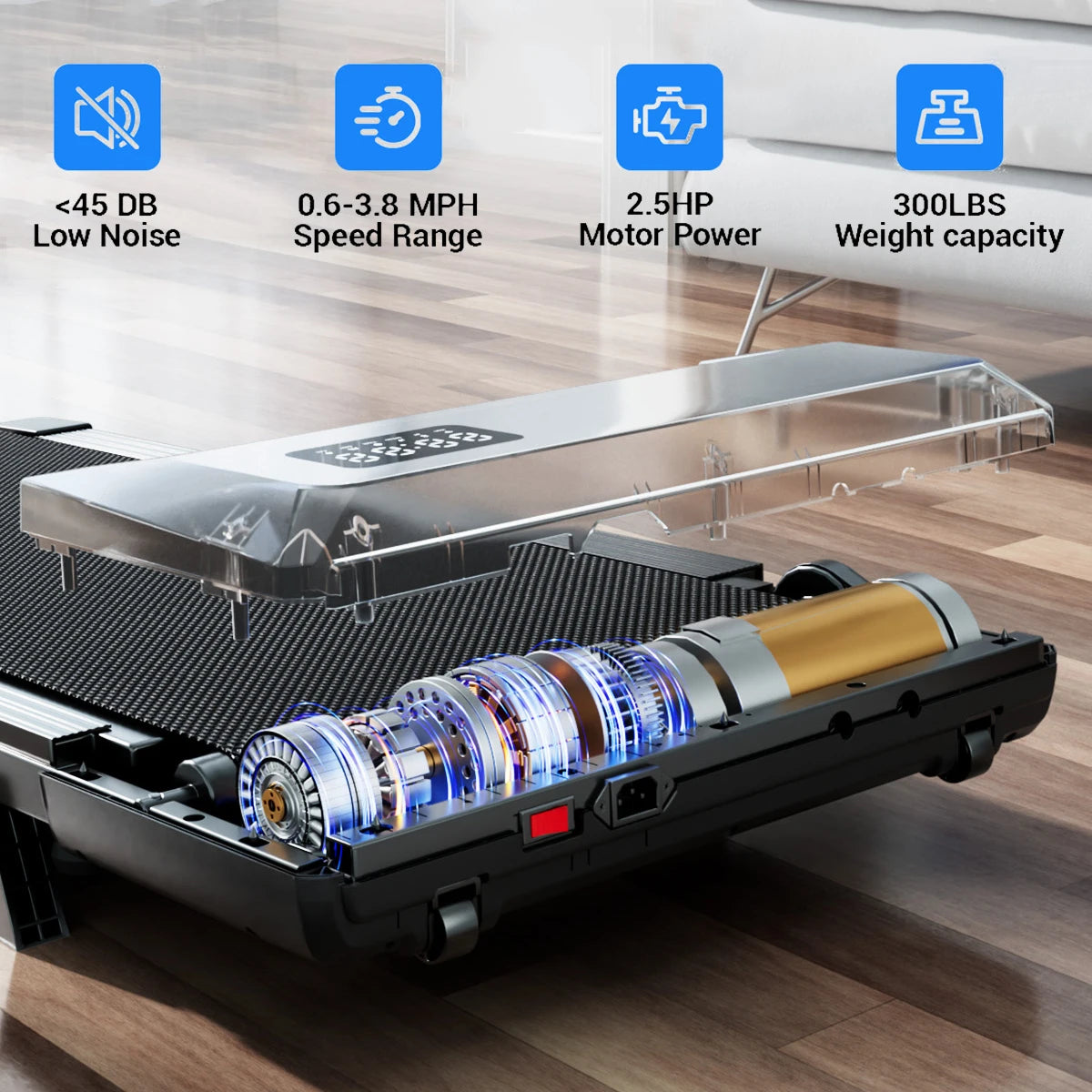 Superun Foldable Under Desk Walking Pad 2.5 HP Quiet Treadmill