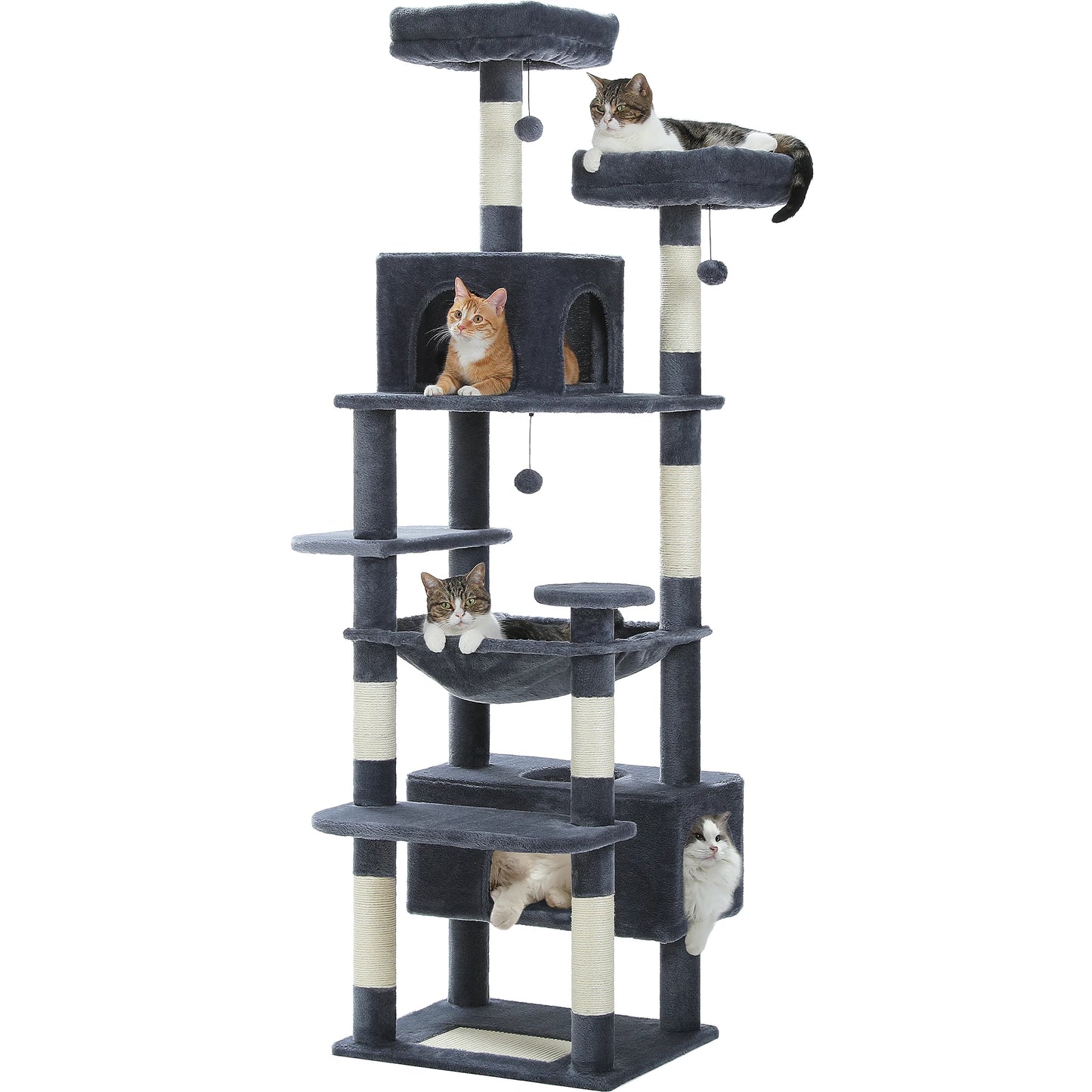 PEQULTI CN Multi Level Cat Tree Tower With Scratching Posts Cat Condo And Hammock