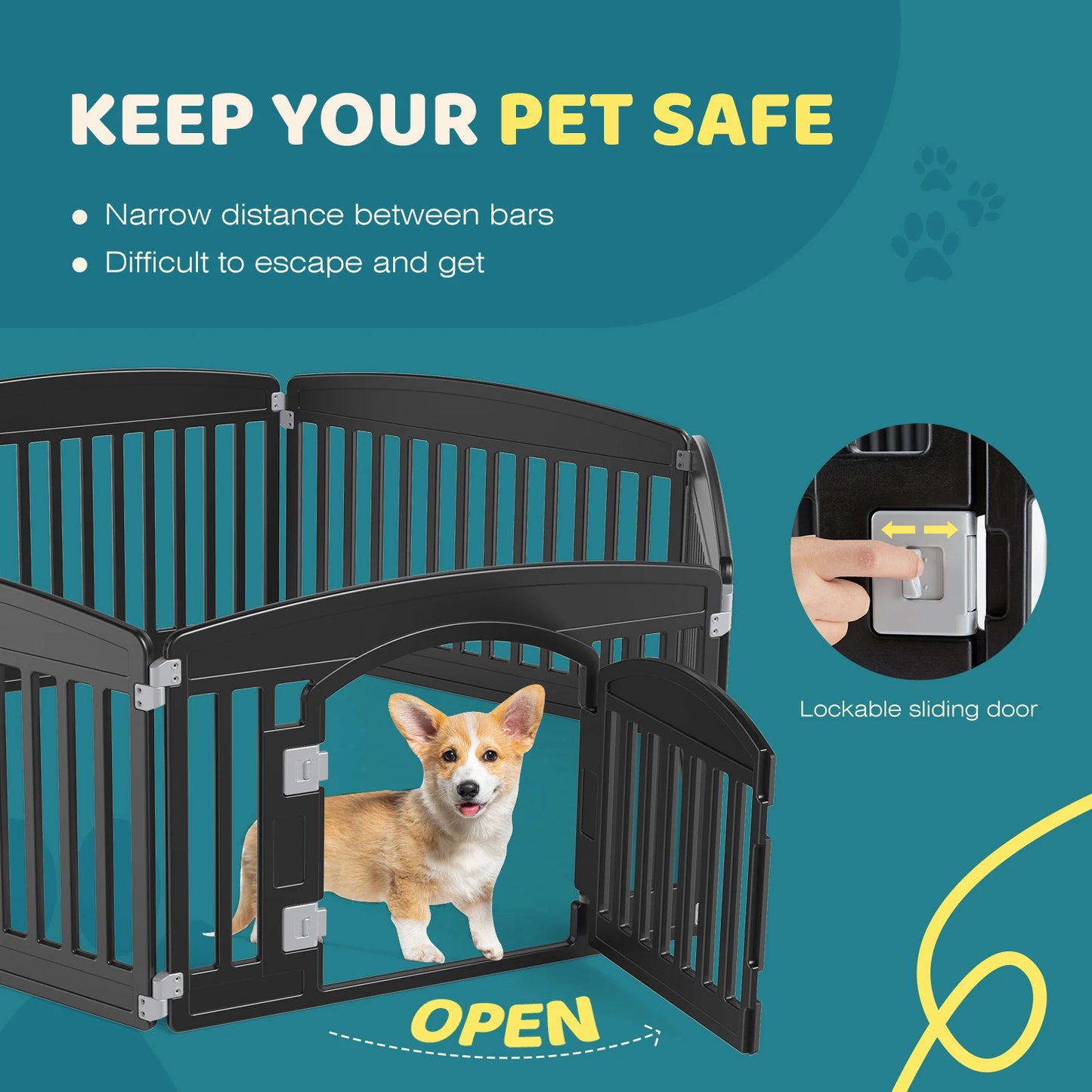JHK Plastic Dog Playpen Expandable 6 Panel Portable Indoor Outdoor Fence