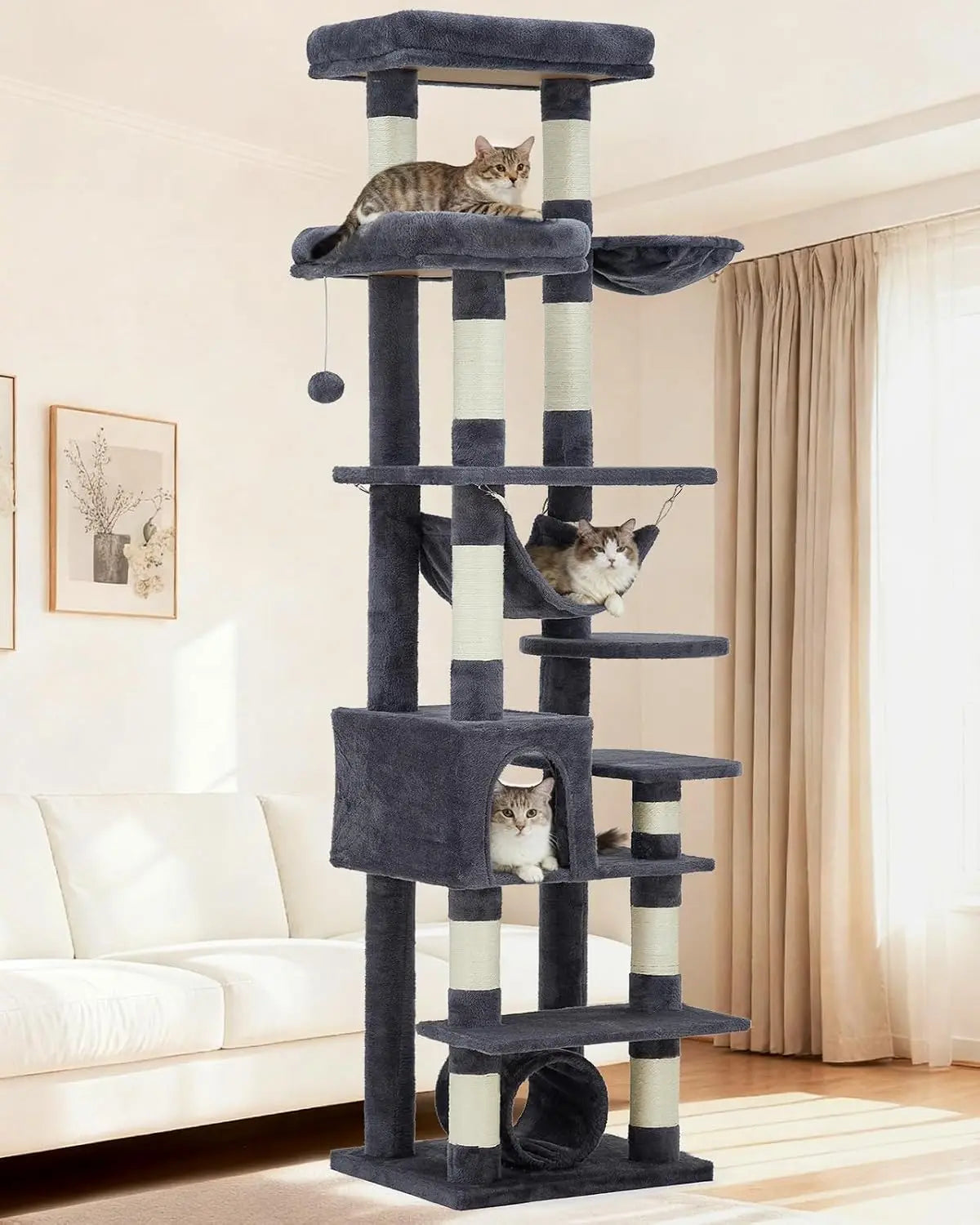 TWISTER CK Large Cat Tree Tower With Hammock And Condo