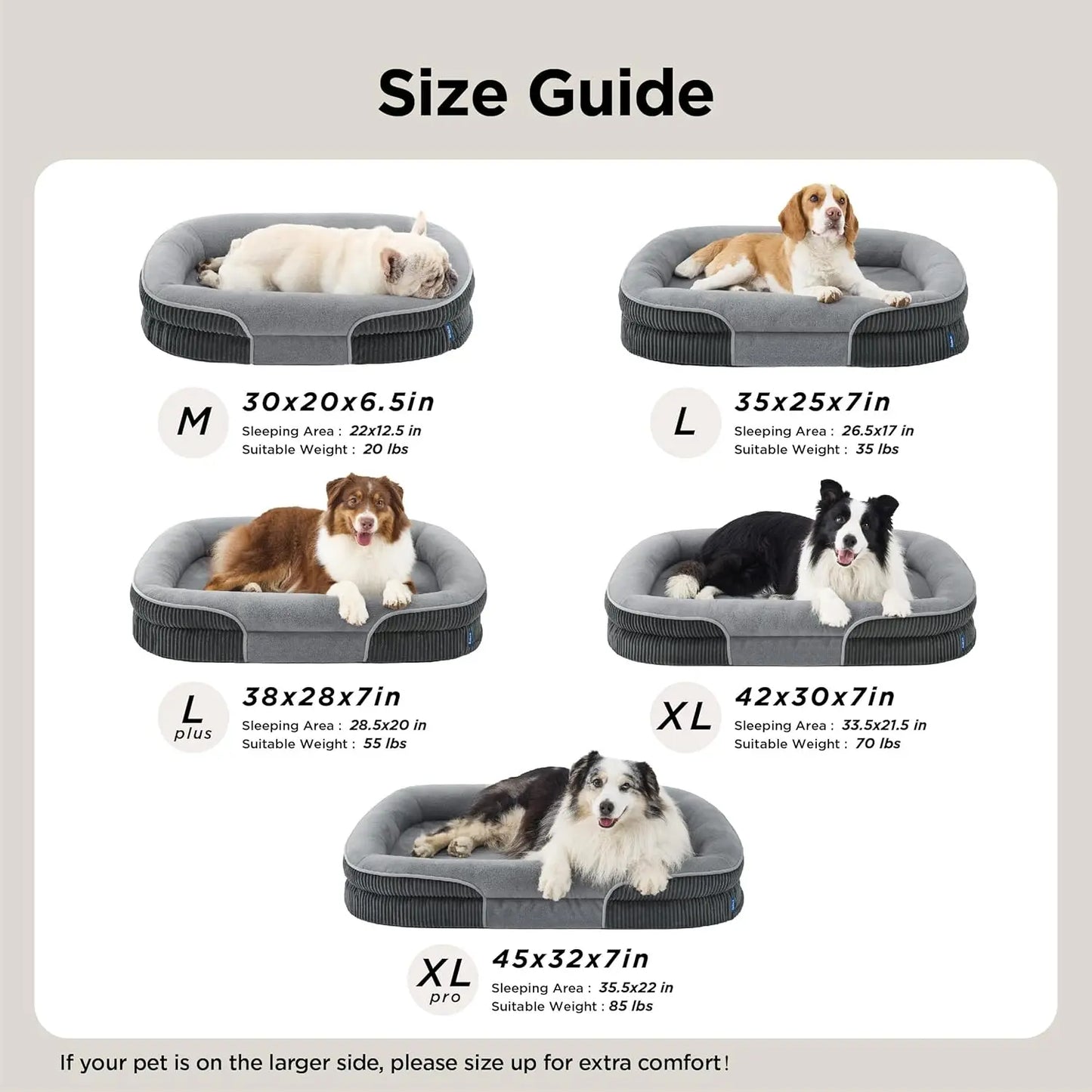 Bedsure Orthopedic Dog Bed Bolster Sofa For Senior Dogs
