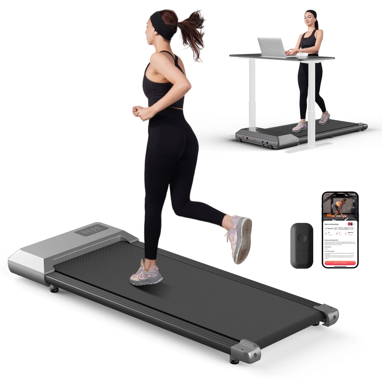 Superun 300lb Capacity 2.5HP Home Treadmill 2in1 Walking Running