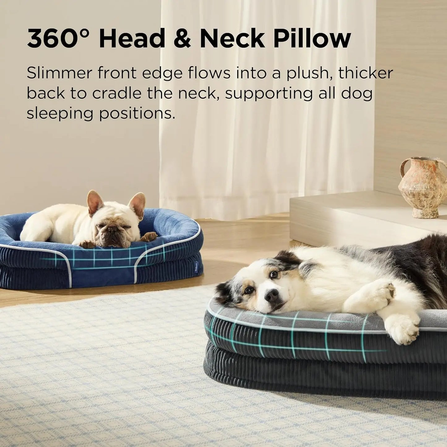 Bedsure Orthopedic Dog Bed Bolster Sofa For Senior Dogs