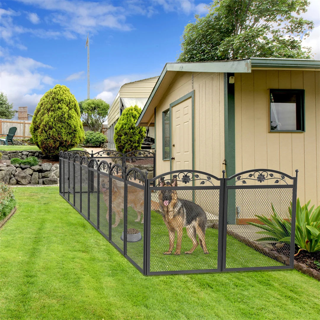 BINGOPAW 8 Panel Heavy Duty Dog Playpen Outdoor Indoor Iron Waterproof Pad