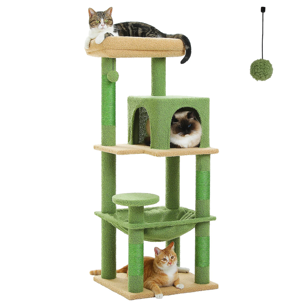 PETEPELA Indoor Cat Tree Tower With Hammock Condo And Perch