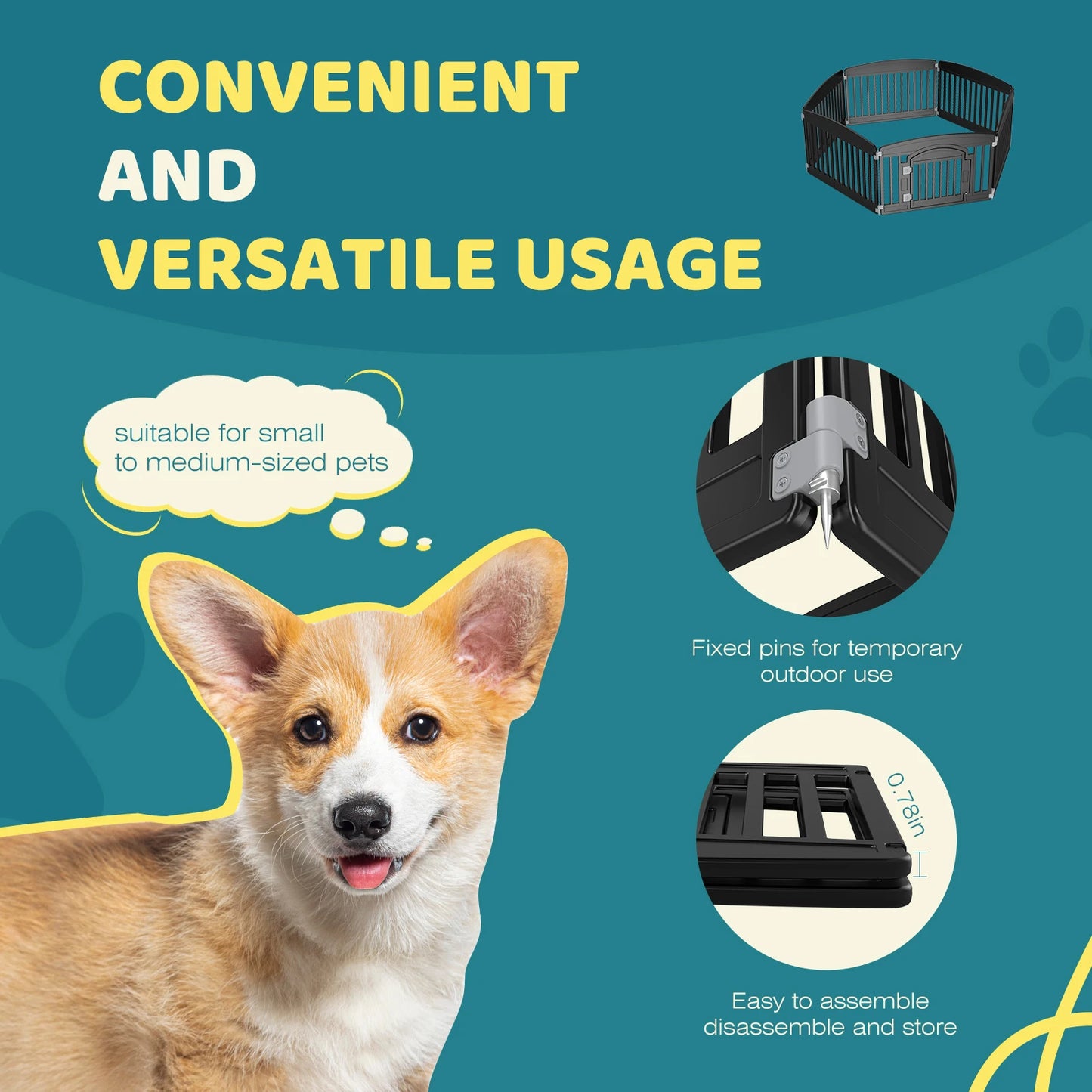 JHK Plastic Dog Playpen Expandable 6 Panel Portable Indoor Outdoor Fence
